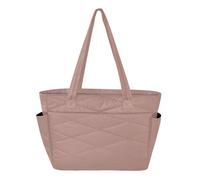 MCHIVER Rose Gold Print Quilted Tote Bag for Women Lightweight Puffy Everyday Tote Work Bag with Compartments Large Shoulder Handbag for Travel Work Gym