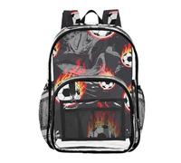 MCHIVER Soccer Fire Black Pattern Clear Backpack Stadium Approved 10.6x5.1x15.7 See Through Bags for Work Stadium Concert