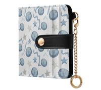 MCHIVER Space Moons Stars White Pattern Women Wallet RFID Blocking Travel Wallet for Women PU Leather Bifold Zipper Coin Pocket with ID Window for Female Ladies