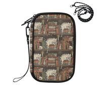 MCHIVER Spooky Library Cat Brown Passport Holder for Travel Passport Case