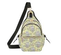 MCHIVER Spring Owls Flowers Yellow Pattern Sling Bag for Women Crossbody Shoulder Bag Hiking Daypack with Adjustable Shoulder Strap for Outdoors Work