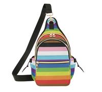 MCHIVER Stripes Rainbow Pink Pattern Sling Bag for Women Men Crossbody Shoulder Bag Casual Fanny Pack with Adjustable Shoulder Strap for Travel Outdoors