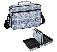 MCHIVER Tile Bible Cover for Women Church Books Holder | Detachable Shoulder Strap, Zipper Pocket, with Handle, Fits Bibles up to 10.2x7.1x2 in, for Christmas
