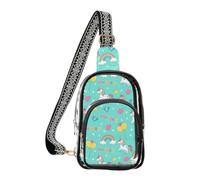 MCHIVER Unicorns Cupcakes Teal Pattern Clear Sling Bag Clear Backpack Purse