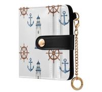 MCHIVER Watercolor Lighthouse White Pattern Women Wallet RFID Blocking Travel Wallet for Women PU Leather Zipper Coin Pocket with ID Window for Female Ladies