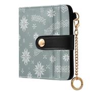 MCHIVER Winter Snowflake Tree Gray Pattern Women Wallet RFID Blocking Pocket Wallet Ladies Purse for Women PU Leather Bifold Purse Card Holder with ID Window for Female Ladies