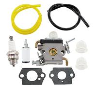 MCHNIC Carburetor with Gasket Petrol Hose Spark Plug for Husqvarna 122C 122LDX 122LK Grass Trimmer McCulloch T22LS T22LSC Replaces 581734301 574386701