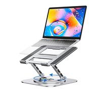 MCHOSE Adjustable Laptop Stand for Desk, Ergonomic Laptop Riser with 360° Rotating Base, Foldable Notebook Computer Holder Stand Compatible with MacBook Air Pro, Dell XPS, more 10-17" Laptops, Silver