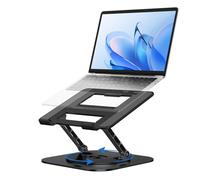 MCHOSE Laptop Stand for Desk, Ergonomic Adjustable Laptop Stand with 360° Rotation, Ventilated Aluminum Riser, Foldable Laptop Holder Compatible with MacBook Air, Dell XPS, 10-17.3" Laptops, Black