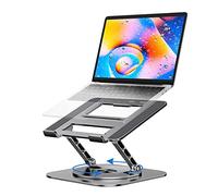 MCHOSE Laptop Stand for Desk, Ergonomic Laptop Riser with 360° Rotating Base, Aluminum Laptop Stand, Adjustable Foldable Laptop Holder Compatible with MacBook Air Pro, Dell XPS, 10-17" Laptops, Grey