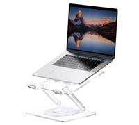 MCHOSE Laptop Stand for Desk with 360° Rotation, Ergonimic Foldable Laptop Stand Clear, Acrylic Laptop Riser, Ventilated Cooling Laptop Holder Compatible with MacBook Pro/Air, up to 16", Transparent
