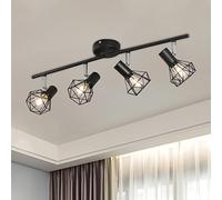 Mchoter Ceiling Light Rotatable 4 Way Adjustable Retro Ceiling Spotlights Black Metal Caged Shades Spotlight Fitting for Kitchen Living Room Bedroom (No Bulbs)