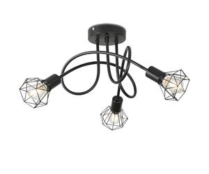 Mchoter Industrial 3 Way Ceiling Light Chandelier Semi-Flush Mount E14 Base Black Metal Caged 3 Lights Ceiling Light Fixture for Bedroom Living Dining Room Hallway(Bulbs not Include)
