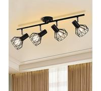Mchoter Spot Light Fittings for Ceilings 4 Way Adjustable Metal Wire Cage Rotatable Spotlight E14 Base Black Ceiling Lights for Kitchen Bedroom Living Room (No Bulbs)