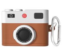 Mciluyaiio Retro 3D Camera Protective Silicone Skin Case Cover Compatible with Airpods 4,Cute Cartoon Cool Case, With Keychain Silicone All-inclusive Earphone Shell (Brown)