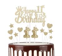 mciskin 11th Happy Birthday Candles Cake Toppers, Crown Number 11 Candle for Cake, Girls 11th Birthday Decoration, Cake Candle Cake Topper for Women Birthday Party Wedding Anniversary (Champagne Gold)