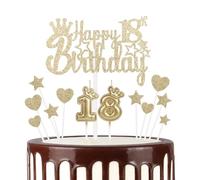 mciskin 18th Happy Birthday Candles Cake Toppers, Crown Number 18 Candle for Cake, Girls 18th Birthday Decoration, Cake Candle Cake Topper for Women Birthday Party Wedding Anniversary (Champagne Gold)