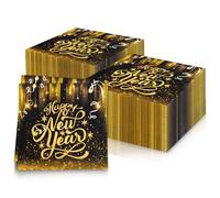 mciskin 20pcs Black & Gold Serviettes - Soft Recycled Napkins for New Year Celebrations