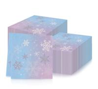 mciskin 20Pcs Blue Snowflake Serviette Napkins, Frozen Birthday Decorations,Soft Recycled Paper, 2-Ply, 13" x 13", Blue Disposable Paper Napkin for Birthday, Wedding, Christmas, Baby Showers