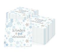 mciskin 20Pcs Frozen Serviette Napkins, Blue Snowflake Recycled Paper Napkins, 2-Ply, 13" x 13", Disposable Napkin for Birthday Party, Wedding, Baby Showers