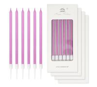 mciskin 24 Pcs Purple Birthday Candles, Thin Party Candles, Happy Birthday Candles,Purple Cake Decorations,Long Candle for Girls Boys Men Women Birthday Party Decorations Wedding Anniversary Supplies