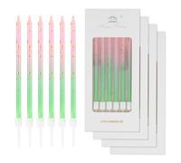 mciskin 24pcs Pink Green Birthday Candles,Sage Green Birthday Decorations,Pink Party Candle,Gold Dots Long Cake Toppers for Girls Boys Men Women Party Decorations Wedding Anniversary Supplies