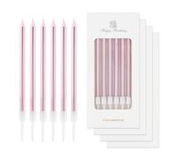 mciskin 24pcs Rose Gold Birthday Candles,Rose Gold Candle Cake Decorations for Cake,Pearl Long Candles Cupcake Toppers for Girls Boys Men Women Birthday Party Decorations Wedding Anniversary Supplies