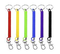 mciskin 6 Color Spiral Retractable Spring Coil Keychain Theftproof Anti-lost Stretch Cord Safety Key Ring with Metal Lobster Clasp for Keys Wallet Cellphone and Other Important Item