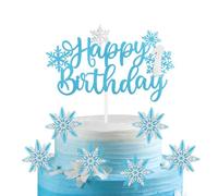 mciskin 7pcs Frozen Birtdhay Cake Toppers,Blue Snowflake 1st Birthday Decorations for Girl,First Cake Topper,Frozen Cake Decorations,Blue Silver Cupcake Toppers for Snowflake Themed Party Decorations