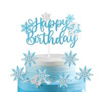 mciskin 7pcs Frozen Birtdhay Cake Toppers,Blue Snowflake 2nd Birthday Decorations for Girl,2 Cake Topper,Frozen Cake Decorations,Blue Silver Cupcake Toppers for Snowflake Themed Party Decorations