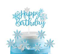 mciskin 7pcs Frozen Birtdhay Cake Toppers,Blue Snowflake 3rd Birthday Decorations for Girl,3 Cake Topper,Frozen Cake Decorations,Blue Silver Cupcake Toppers for Snowflake Themed Party Decorations