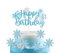 mciskin 7pcs Frozen Birtdhay Cake Toppers,Blue Snowflake 6th Birthday Decorations for Girl,6 Cake Topper,Frozen Cake Decorations,Blue Silver Cupcake Toppers for Snowflake Themed Party Decorations