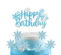 mciskin 7pcs Frozen Birtdhay Cake Toppers,Blue Snowflake 7th Birthday Decorations for Girl,7 Cake Topper,Frozen Cake Decorations,Blue Silver Cupcake Toppers for Snowflake Themed Party Decorations