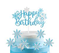 mciskin 7pcs Frozen Birtdhay Cake Toppers,Blue Snowflake 8th Birthday Decorations for Girl,8 Cake Topper,Frozen Cake Decorations,Blue Silver Cupcake Toppers for Snowflake Themed Party Decorations