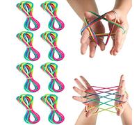 mciskin 8-Pack Cat Cradle String Fingering Toy Supplies Rainbow Color Cat Cradle String Games Chinese Finger Elastic String Fingertip Toys Desk Toys