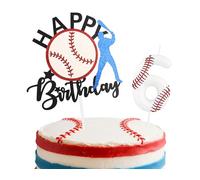 mciskin Baseball 6th Birthday Candles Set,White Number 6 Candle for Cake,Boys 6th Birthday Decorations,Baseball Birthday Decorations Cake Toppers for Boys Kit Ball Game Themed Party Supplies