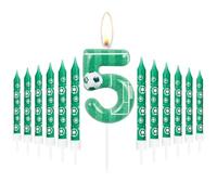 mciskin Birthday Number 5 Candles,5th Football Birthday Candles, Green Number Cake Candles with 12 Extension Rods, Party Decorations for Unforgettable Celebrations