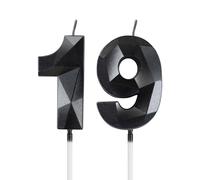 mciskin Black 19th Birthday Candles, 3D Number 19 Candles for Cake, Girls Boys 19th Birthday Decorations,Pearl Black Candle Cake Topper Decorations for Birthday Party Weddings Anniversary Supplies