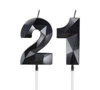 mciskin Black 21st Birthday Candles, 3D Number 21 Candles for Cake, Girls Boys 21st Birthday Decorations,Pearl Black Candle Cake Topper Decorations for Birthday Party Weddings Anniversary Supplies