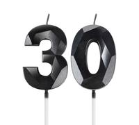 mciskin Black 30th Birthday Candles, 3D Number 30 Candles for Cake, Women Men 30th Birthday Decorations,Pearl Black Candle Cake Topper Decorations for Birthday Party Weddings Anniversary Supplies