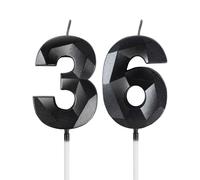 mciskin Black 36th Birthday Candles, 3D Number 36 Candles for Cake, Women Men 36th Birthday Decorations,Pearl Black Candle Cake Topper Decorations for Birthday Party Weddings Anniversary Supplies