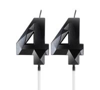 mciskin Black 44th Birthday Candles, 3D Number 44 Candles for Cake, Women Men 44th Birthday Decorations,Pearl Black Candle Cake Topper Decorations for Birthday Party Weddings Anniversary Supplies