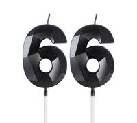 mciskin Black 66th Birthday Candles, 3D Number 66 Candles for Cake, Women Men 66th Birthday Decorations,Pearl Black Candle Cake Topper Decorations for Birthday Party Weddings Anniversary Supplies