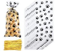 mciskin Black and White Paw Cellophane Bags,50 pcs Biscuit Cookie Bags,Cute Paw Candy Bags for Festival Activities and Daily Snack Packaging