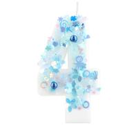 mciskin Blue Number 4 Candles for Cake,Girls 4th Birthday Candles Decorations,Glitter Candles Cake Toppers with Sequin and Royal Blue Pearls for Girls Women Birthday Party Decoration,Wedding Supplies