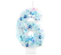 mciskin Blue Number 6 Candles for Cake,Girls 6th Birthday Candles Decorations,Glitter Candles Cake Toppers with Sequin and Royal Blue Pearls for Girls Women Birthday Party Decoration,Wedding Supplies