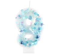 mciskin Blue Number 9 Candles for Cake,Girls 9th Birthday Candles Decorations,Glitter Candles Cake Toppers with Sequin and Royal Blue Pearls for Girls Women Birthday Party Decoration,Wedding Supplies