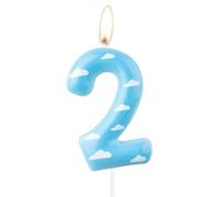 mciskin Blue Sky Birthday Number Candle, Cartoon 2nd Birthday Candles, White Cloud Number 2 Candle for Cake, Story Themed Decotayions, Farm Cake Topper for Girls Boys Birthday Party Suppiles