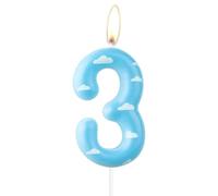 mciskin Blue Sky Birthday Number Candle, Cartoon 3rd Birthday Candles, White Cloud Number 3 Candle for Cake, Story Themed Decotayions, Farm Cake Topper for Girls Boys Birthday Party Suppiles