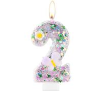 mciskin Butterfly 2nd Birthday Candle, Purple Number 2, Sparkler, Cake Topper, Butterfly Themed Party Decorations